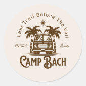Sticker Rond Camper Rétro Palm - Boho Bachelorette Week-end (Devant)