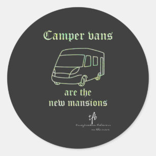 Sticker Rond Camper Vans Nouvelles Mansions Green Irid. Sm.