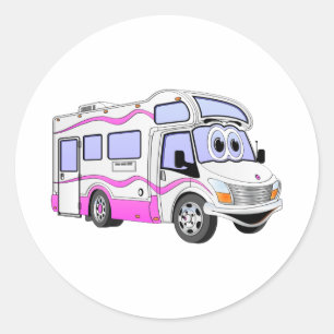 Sticker Rond Campeur rose de bande dessinée