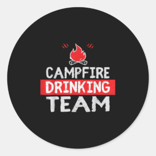 Sticker Rond Campfire Drague Team Funny Camping Cadeau