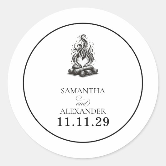 Sticker Rond Campfire Love Wedding (Devant)