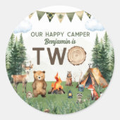 Sticker Rond Camping 2e fête d'anniversaire (Devant)