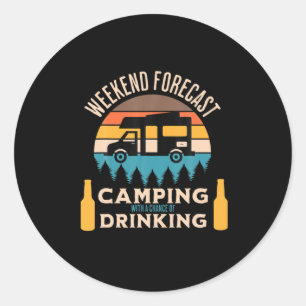 Sticker Rond Camping à bière avec anniversaire de bière
