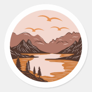 Sticker Rond Camping amusant, drôle d'aventure