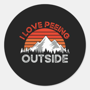Sticker Rond Camping Amusant, J'Aime Pisser Dehors