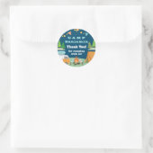 Sticker Rond Camping Anniversaire Camp Merci de fête (Sac)