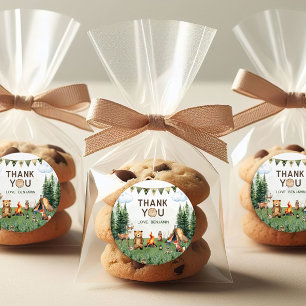 Sticker Rond Camping Anniversaire Merci de fête