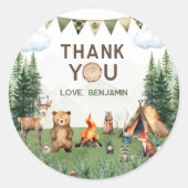 Sticker Rond Camping Anniversaire Merci de fête (Devant)