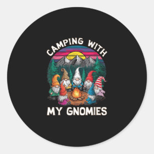 Sticker Rond Camping Avec Mes Gnomies Feu De Campement Gnome Dr