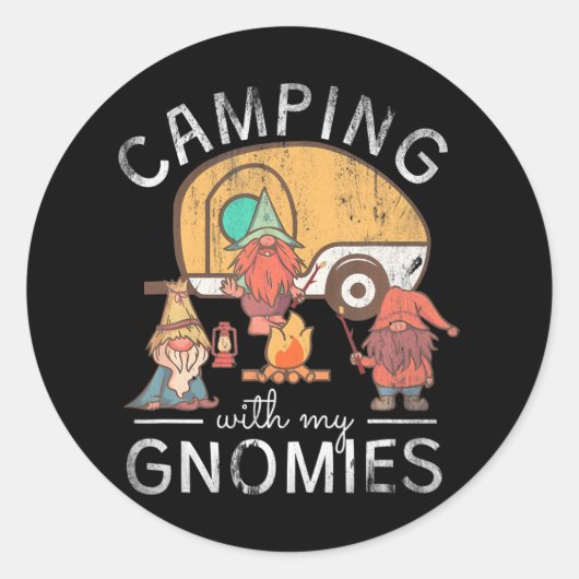 Sticker Rond Camping Avec Mes Gnomies Gnomes (Devant)