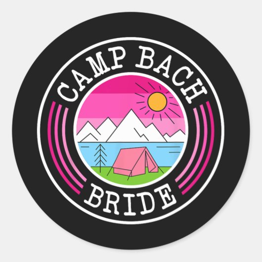 Sticker Rond Camping Bach Bride Bridesmaid Rétro Camping Bachel (Devant)