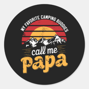 Sticker Rond Camping Buddies Appelle Papa Humour Papa Grand-Pèr