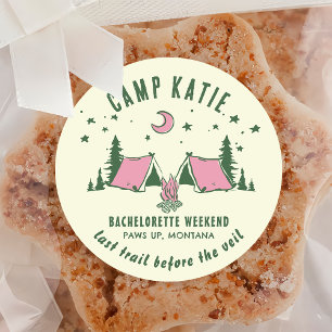 Sticker Rond Camping Camp Bachelorette Party
