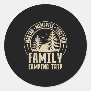 Sticker Rond Camping-car vintage Camp Voyage de camping en fami