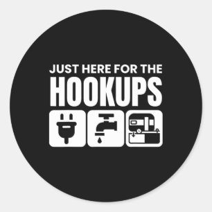 Sticker Rond Camping Caravane Camping-Car Juste Ici Pour Le Hoo