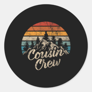Sticker Rond Camping Cousin Crew Camp d'été extérieur le couche