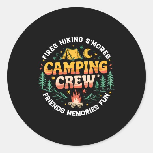 Sticker Rond Camping Crew Family Matching Group Friends Men Wom (Devant)