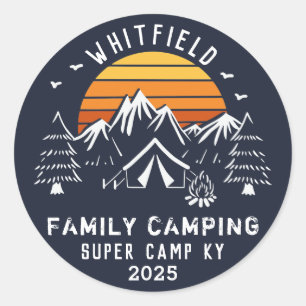 Sticker Rond Camping de jumelage de vacances en famille personn