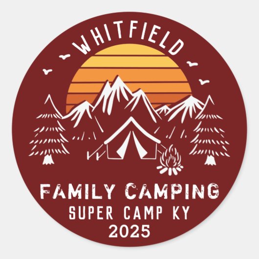Sticker Rond Camping d'été sur mesure en famille (Devant)
