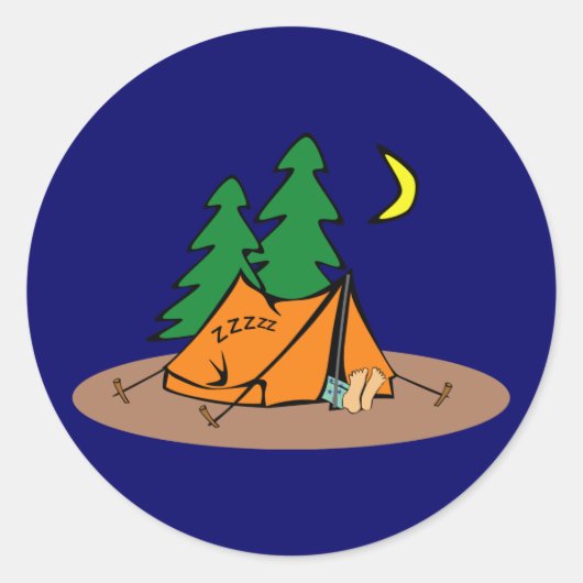 Sticker Rond Camping - dormir dans une tente (Devant)