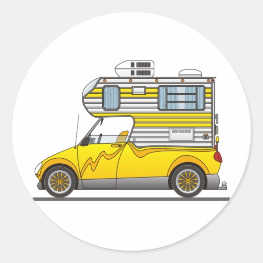 Sticker Rond Camping Eco Ramasser Jaune (Devant)