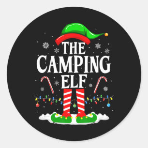 Sticker Rond Camping Elf Xmas Funny Matching Family Group C