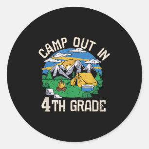 Sticker Rond Camping En 4e Année Amoureux Du Camping Drôle Reto
