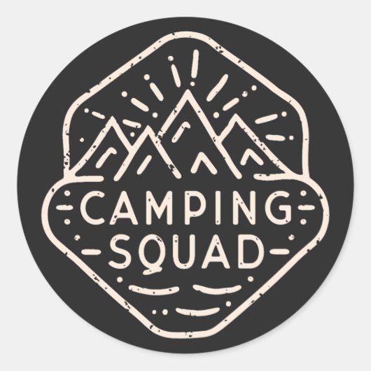 Sticker Rond Camping équipe aventure copains voyage de camp (Devant)
