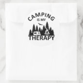 Sticker Rond Camping est ma thérapie drôle slogan de camper (Sac)