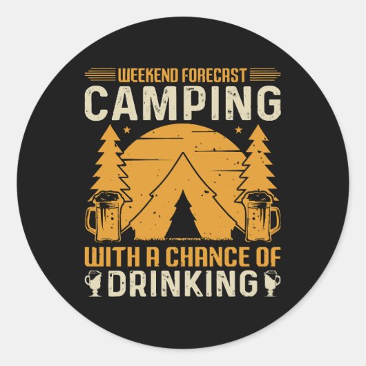 Sticker Rond Camping et boisson (Devant)