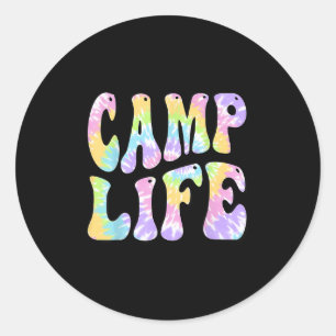 Sticker Rond Camping Été Pour Filles Camp D'Été Cravate-die Ret
