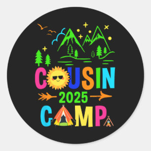 Sticker Rond Camping familial Vacances été Équipe Cousin Camp 2