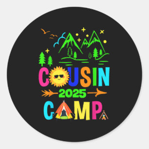 Sticker Rond Camping familial Vacances été Équipe Cousin Camp 2