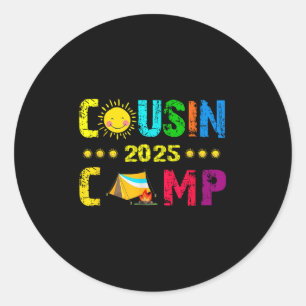 Sticker Rond Camping familial Vacances été Équipe Cousin Camp 2
