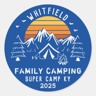 Sticker Rond Camping familial Voyage vacances été sur mesure
