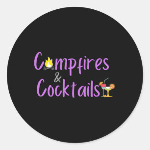 Sticker Rond Camping-Feux Et Cocktails 'S