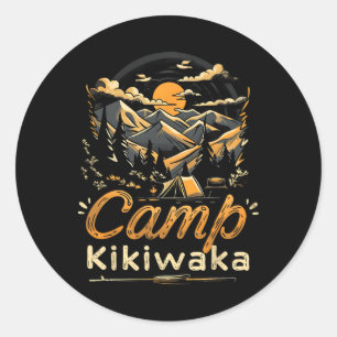 Sticker Rond Camping Kikiwaka campeur randonnée tente forêt mon