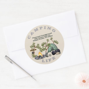 Sticker Rond Camping Life Campground Adresse de Retour