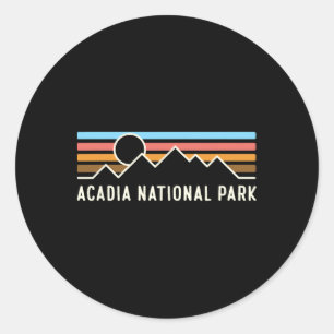 Sticker Rond Camping Lignes Montagne Rétro Parc National d'Acad