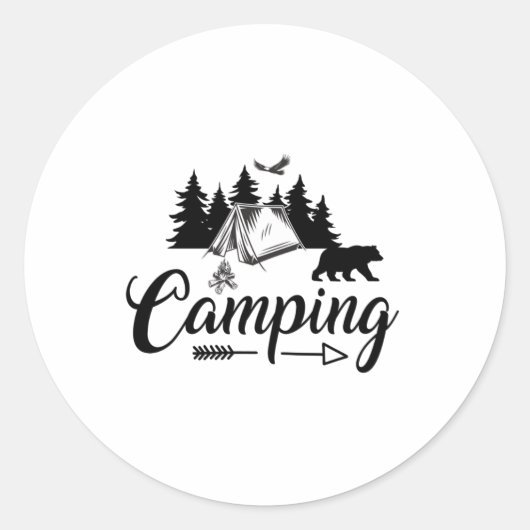 Sticker Rond Camping Lover - Camping Cool (Devant)