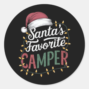Sticker Rond Camping Noël Le cadeau préféré de Santa pour campe