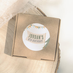 Sticker Rond Camping Outdoor Adventure Boy Anniversaire