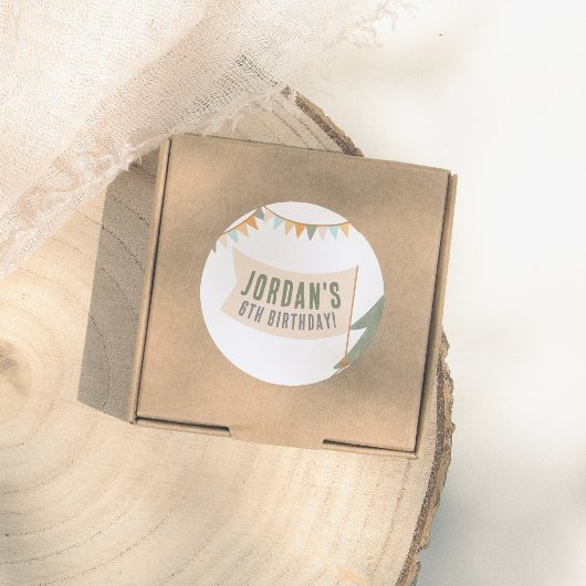 Sticker Rond Camping Outdoor Adventure Boy Anniversaire