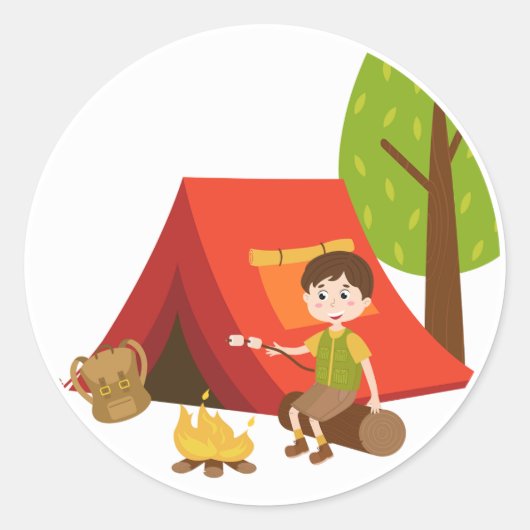 Sticker Rond Camping Première tente d'anniversaire Fête extérie (Devant)
