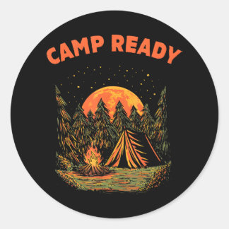 Sticker Rond Camping prêt été Camping Tropical Camper Trip