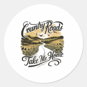 Sticker Rond Camping Randonnée Montagne Routes de Campagne Me R