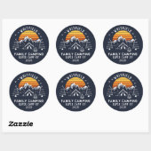 Sticker Rond Camping Rétro Correspondant Vacances Familiales (Feuille)
