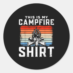 Sticker Rond Camping Retro Vintage C'Est Ma Chemise De Feu De C