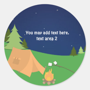 Sticker Rond Camping Sleepover extérieur Anniversaire Fête Favo