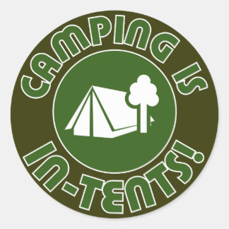 Sticker Rond camping sous tentes